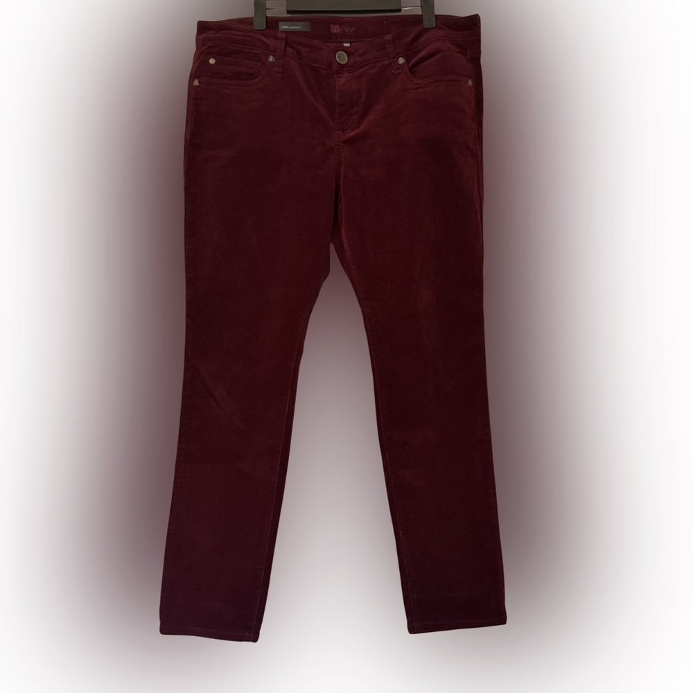 Kut from the Kloth Diana skinny petite Corduroy Pants in Deep Burgundy, 14p